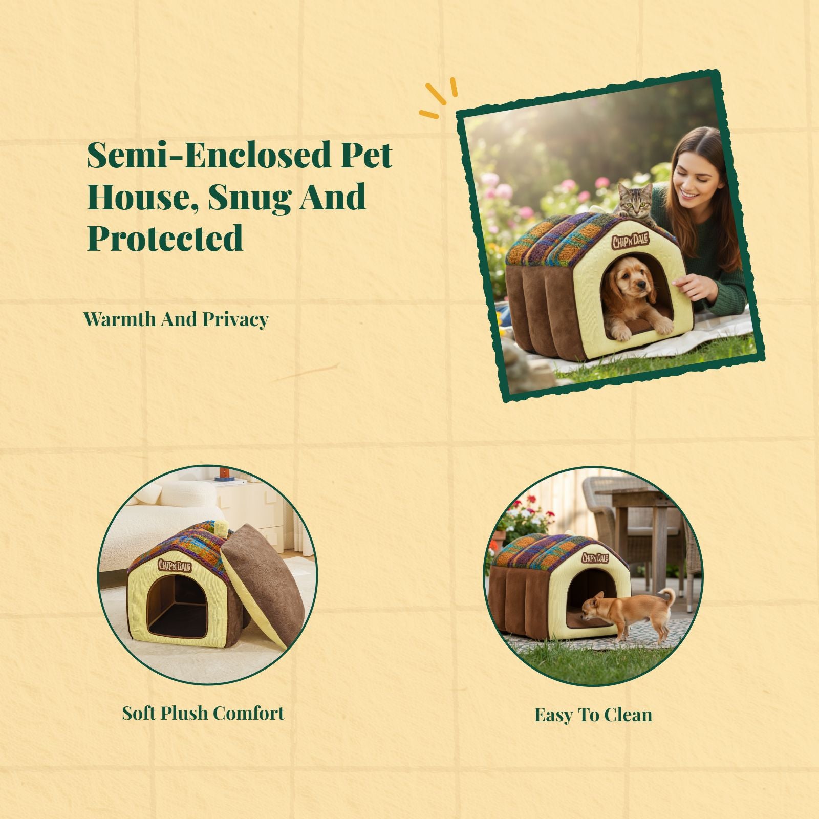 Insulated pet house with removable indoor bed