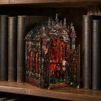 Dark castles Miniature House Detailed Design Gothic Bookshelf Insert Cut Pieces Craft Toy for Bookshelf