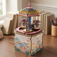 Wooden Puzzle musical box Compact DIY Wooden Puzzle Ornament Decorative Mechanical Model Kit for
