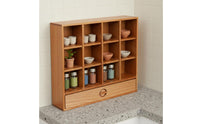12-Grid Display Case with Drawer Solid Wood 1/6 Scale Doll Furniture for Desktop