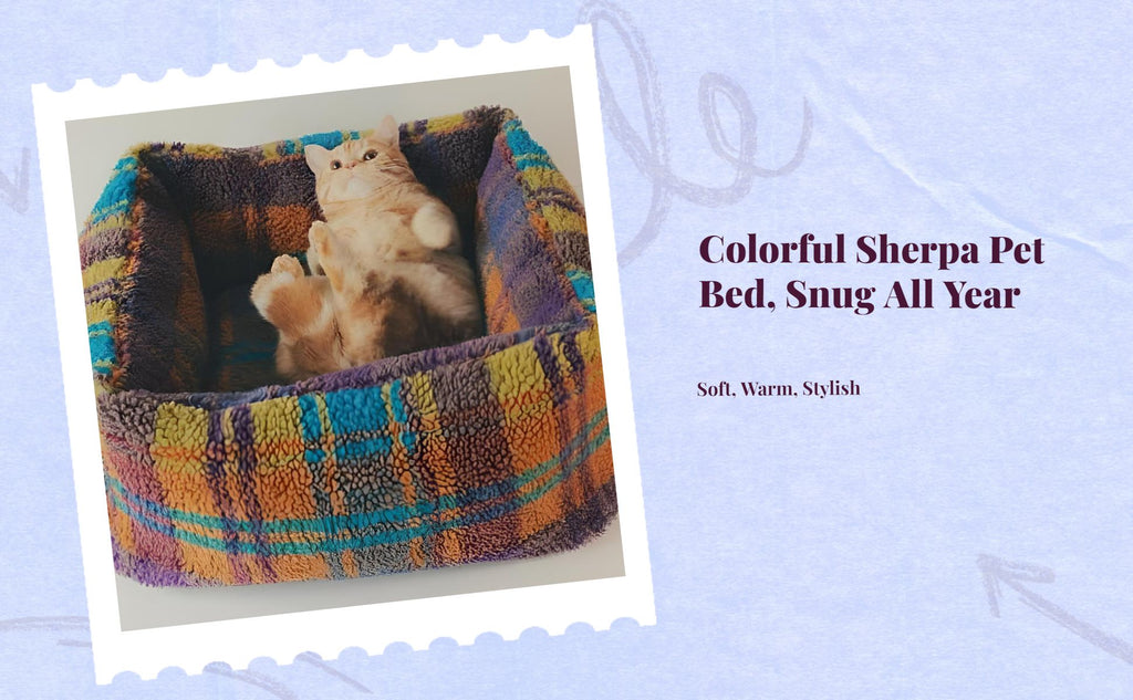 Lamb fleece cat bed, removable pad
