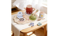 Afternoon Tea Playset Burr-Smooth Wooden Tea Set for Home, Preschoolers