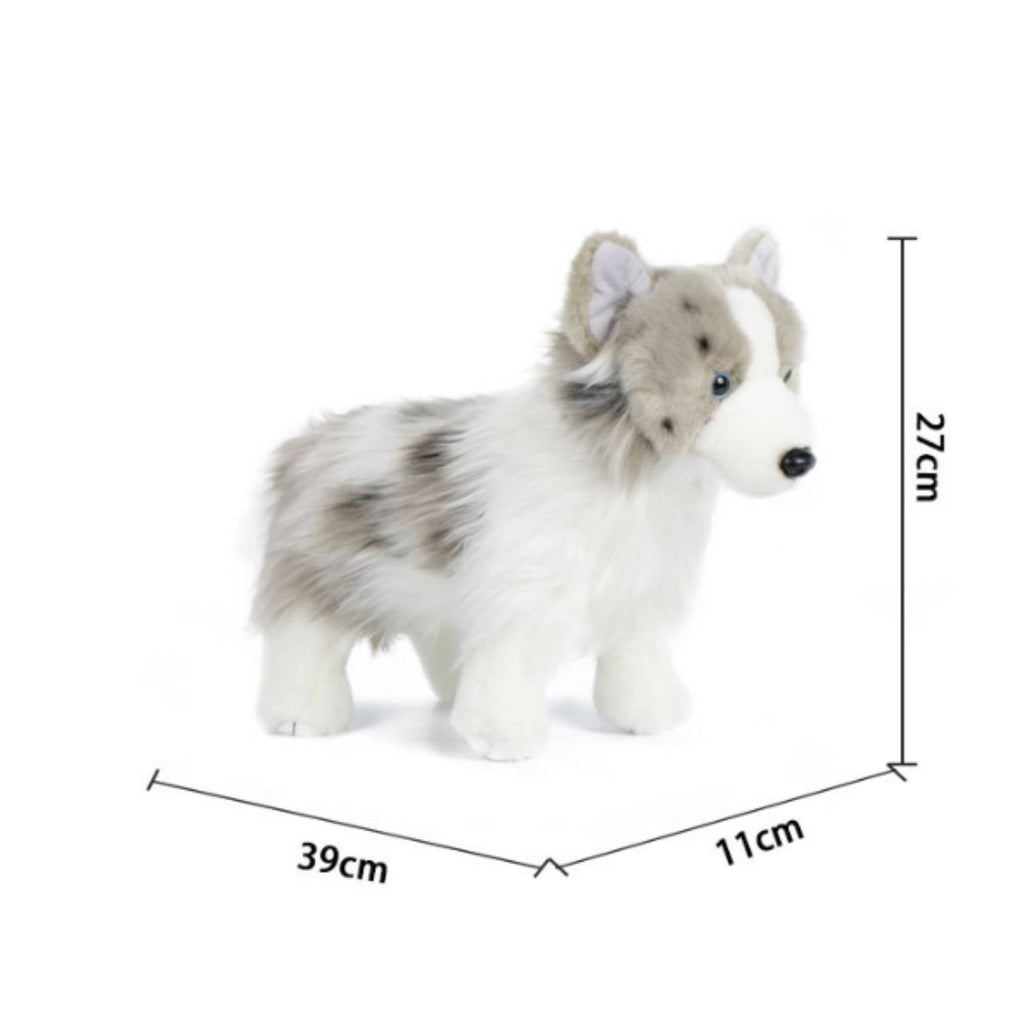 Australian Herder Stuffed Cuddly Gray White Dog Stuffed Realistic Look
