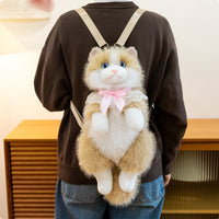 Ragdoll Cat Stuffed Backpack Adjustable Straps Realistic Cat Plushie Bag