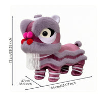 Lion Dance Stool Padded Cushioned Textile Lion Stool Rounded Head Kids Furniture for Children