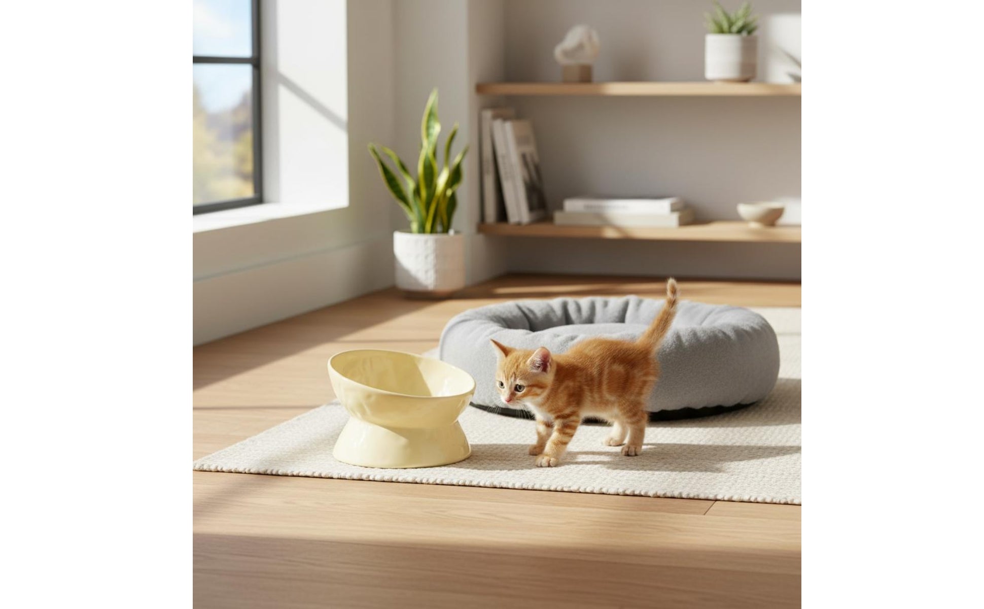 Tilted Dog Dish Anti-Tipping Tilted Ceramic Bowl Easy to Clean for Cats