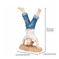 Sandplay Figure Detailed Craftsmanship Handstand Boy Figurine Resin Material Upside down Person Statue for Therapists, Psychology Students