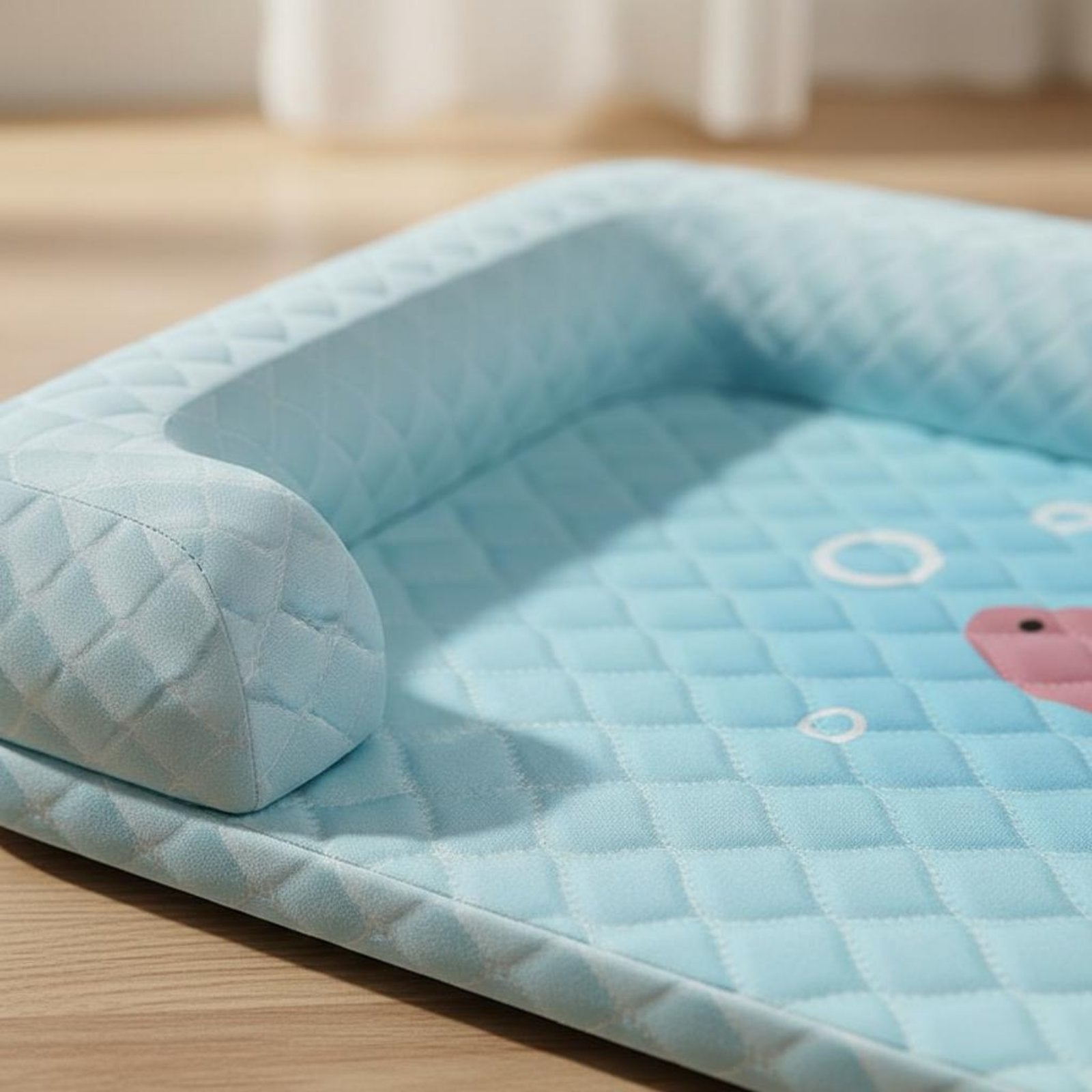 Dog Cooling Mat with Pillow Washable Cooling Dog Bed Neck Support for Cats