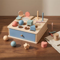 Educational Pitching Box Cutout Openings Wooden Shape Sorter Hand Eye Coordination Educational Sorting Toy for Home Education