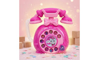 Retro Toy Telephone Coiled Cord Rotary-Style Toy Phone Pretend Play Telephone Heart Detail Motor Skills for Children