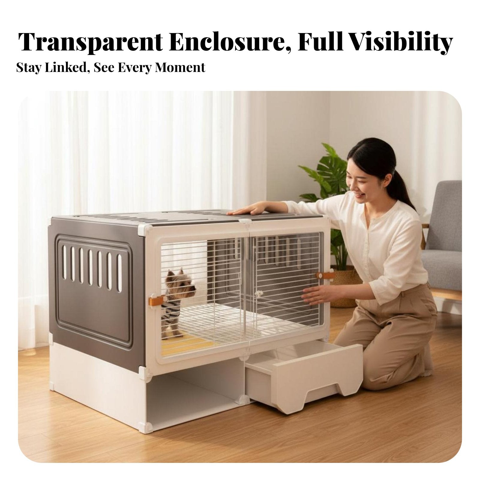 Kennel with Potty Area Luxury Villa Design Pet Furniture Easy to Clean for Home