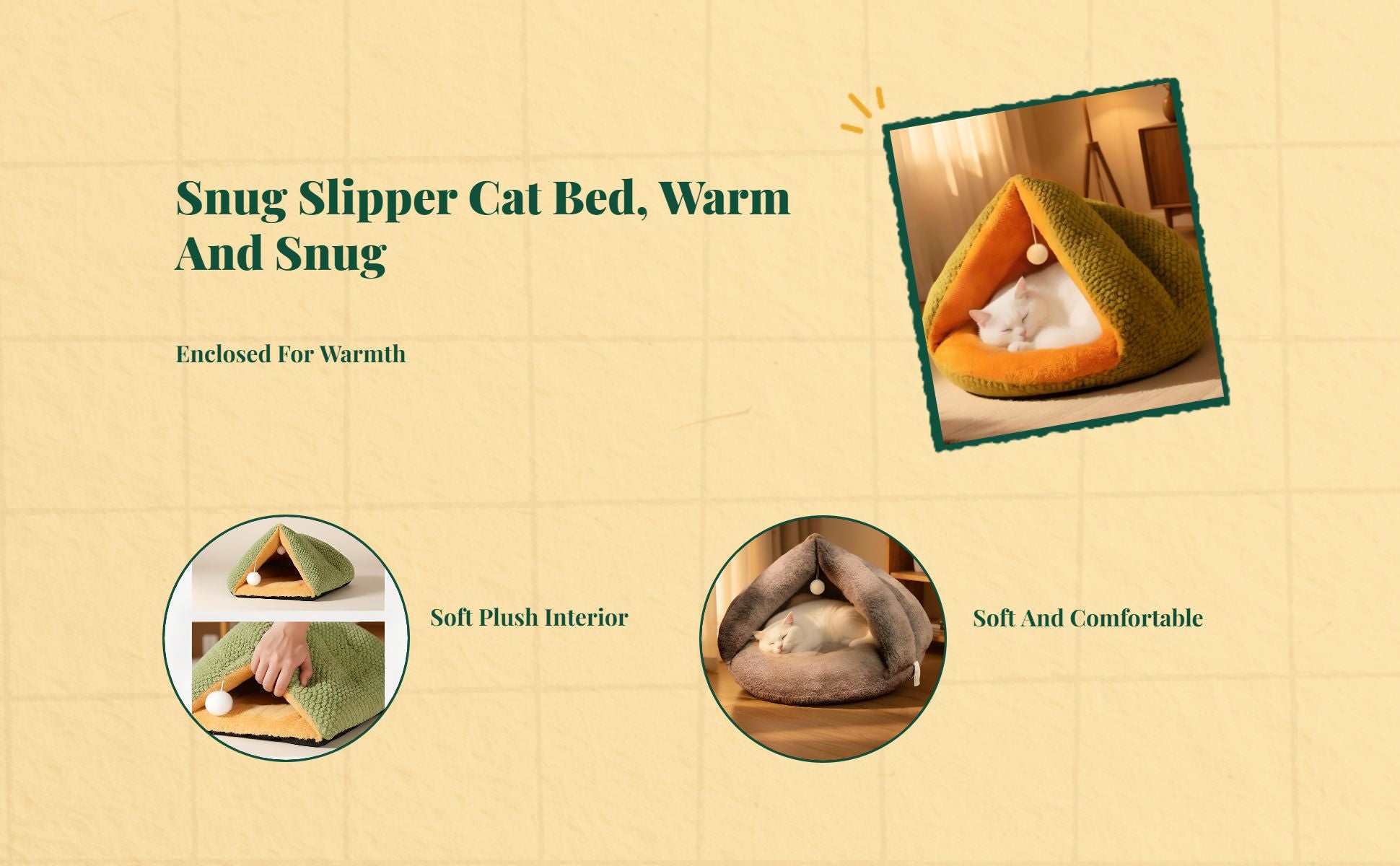 Plush cat bed with washable pad