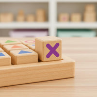 XO Board Game Fine Movement Skills Double-Sided Learning Board Natural Wood