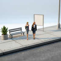 2 Pieces 1/64 Scale Resin Figures Standing Pose Model Scene Prop Figure