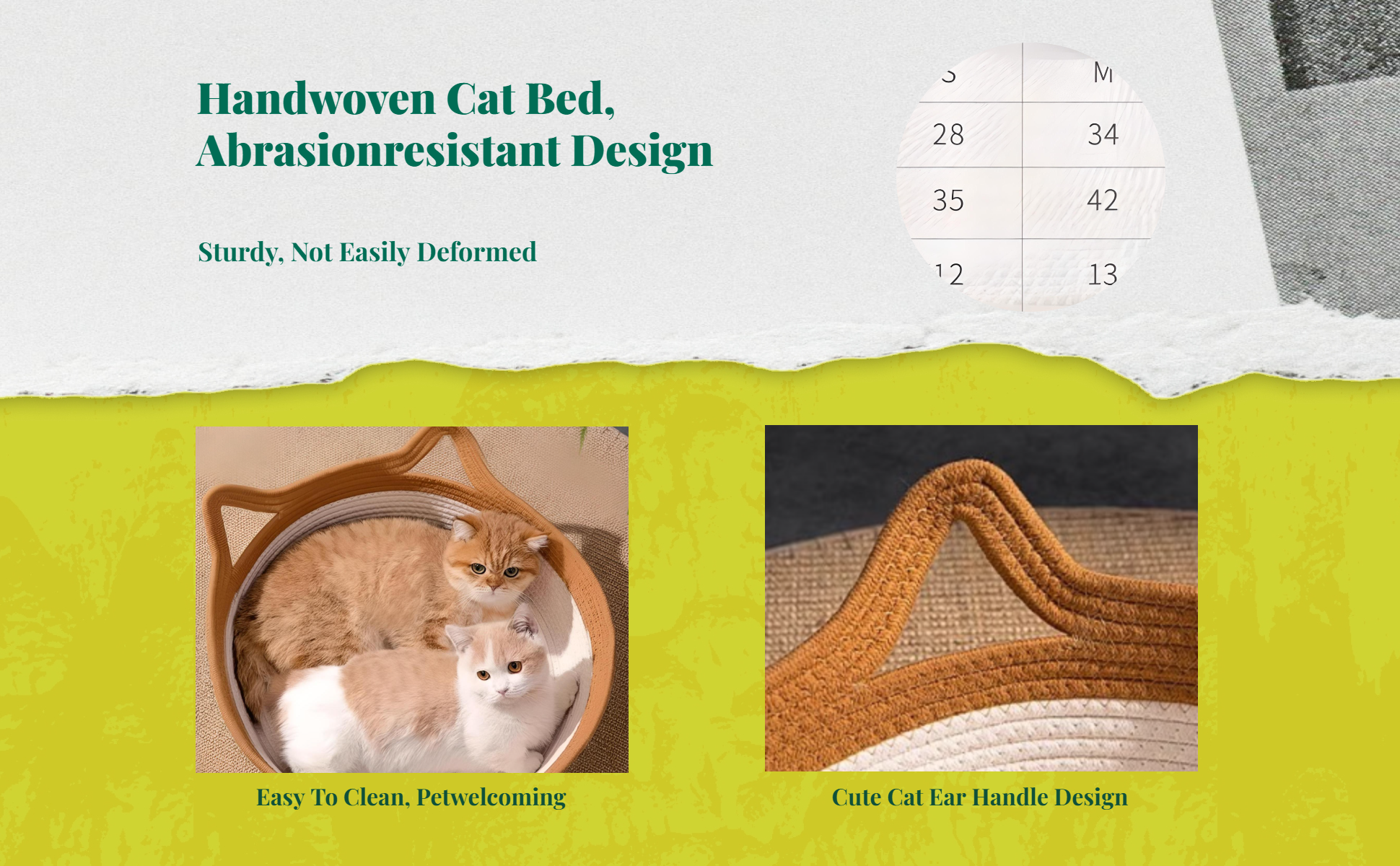 Hand-Woven Rattan Cat Bed, Indoor, Breathable, All Seasons