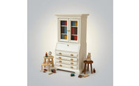 Miniature Bookcase Cabinet White Painted 1:12 Scale Cabinet Double-Door Mini Display Case