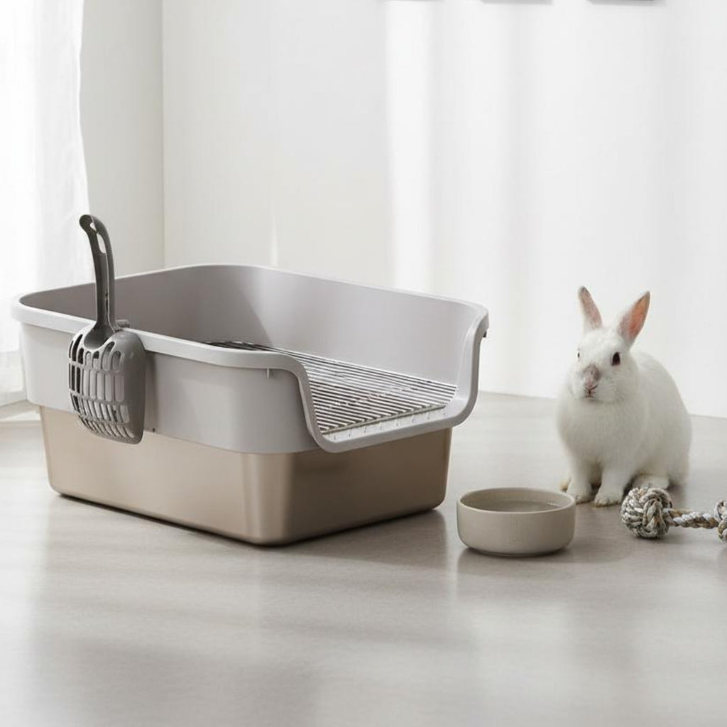 Stainless Steel Rabbit Litter Box Odor Control Rabbit Toilet Low Entry