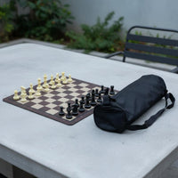 Plastic Chess Set Algebraic Notation Rubber Mat Chess Board for Beginners, Kids