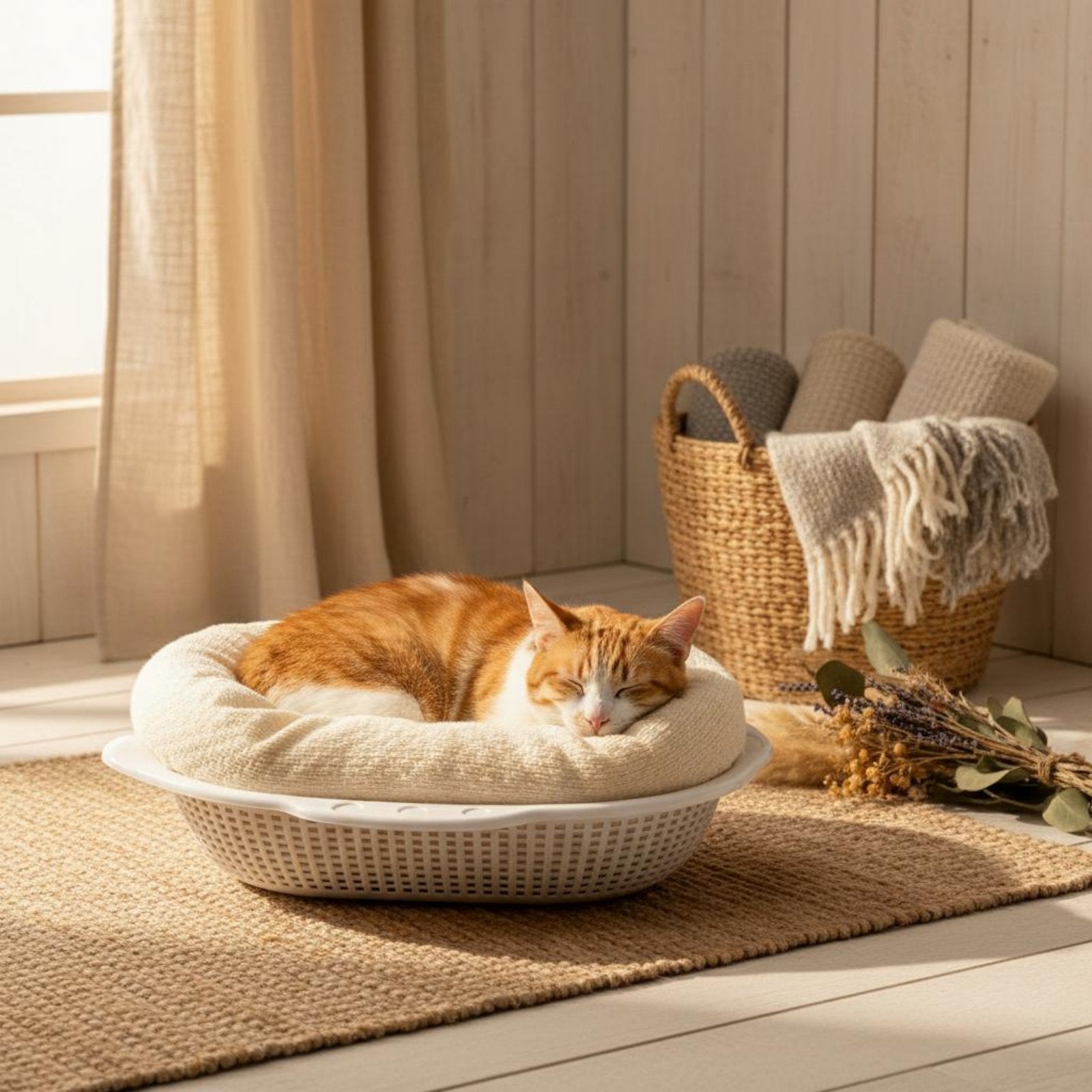 Plastic Feline Basket Thickened Pet Bedding Easy to Clean for Indoor, Cats