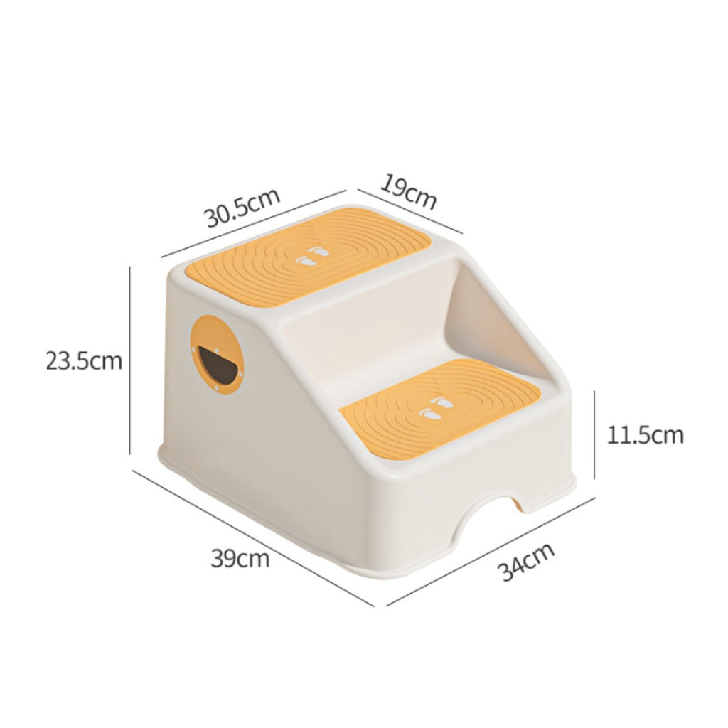 Toddler Bathroom Stool Anti-Tip Design Kids' 2-Step Stool Two-Tier Height