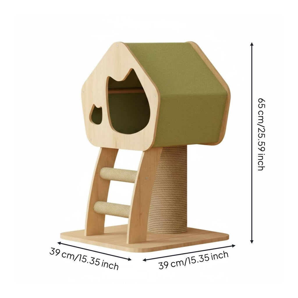 Small Cat Climbing Frame Wear-Resistant Cat Clawing Post with Bed 2-in-1 Design Pet Furniture for Kittens, Indoor