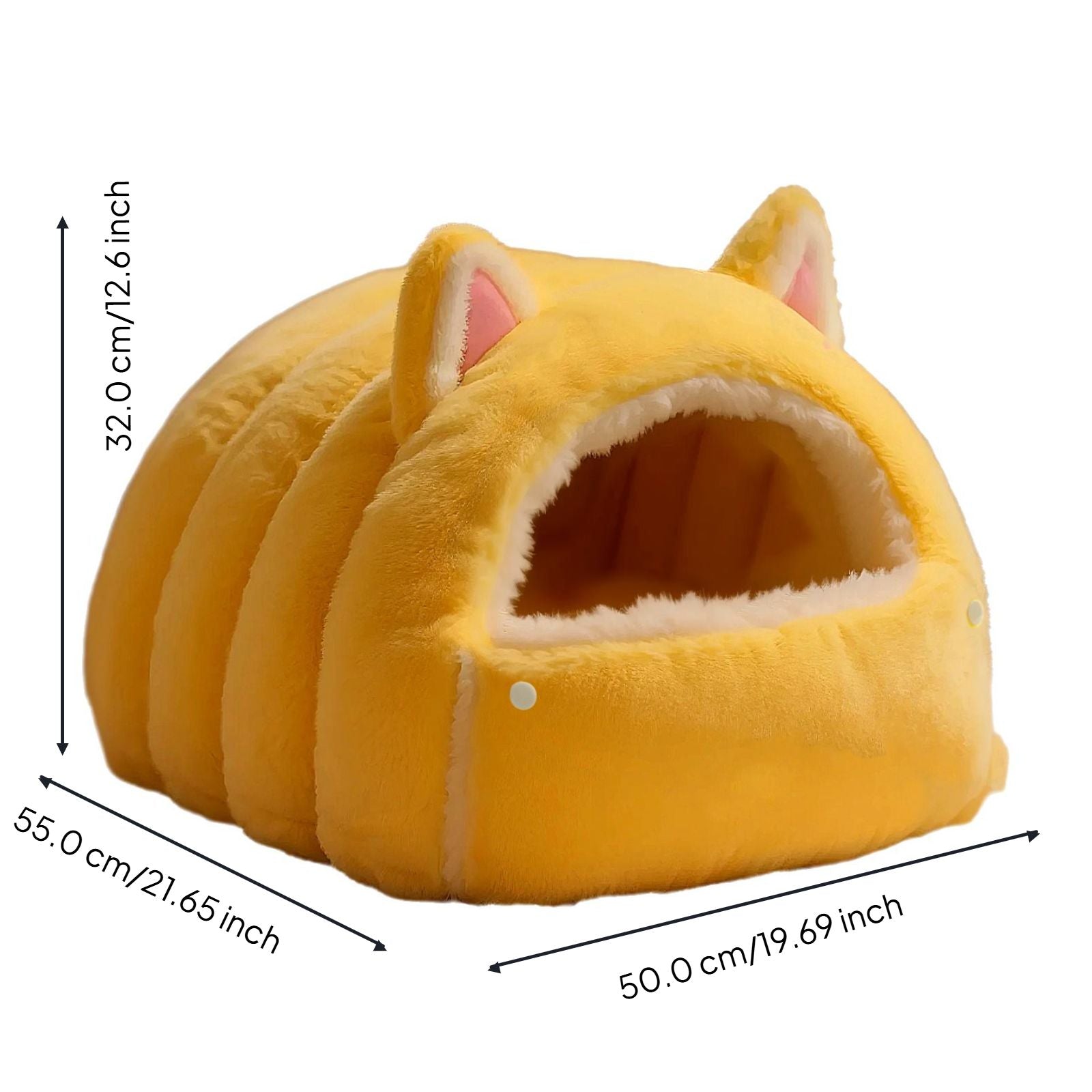 Winter Plush Cat Cave Bed, Non-Slip, Calming, Easy Clean
