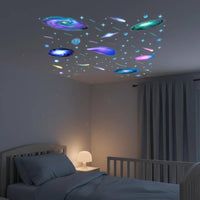 Illuminated Galaxy Wall Decals Self Night Ceiling Stickers Crisp Printing House Decoration for Kids, Young Children, Playroom, Nursery