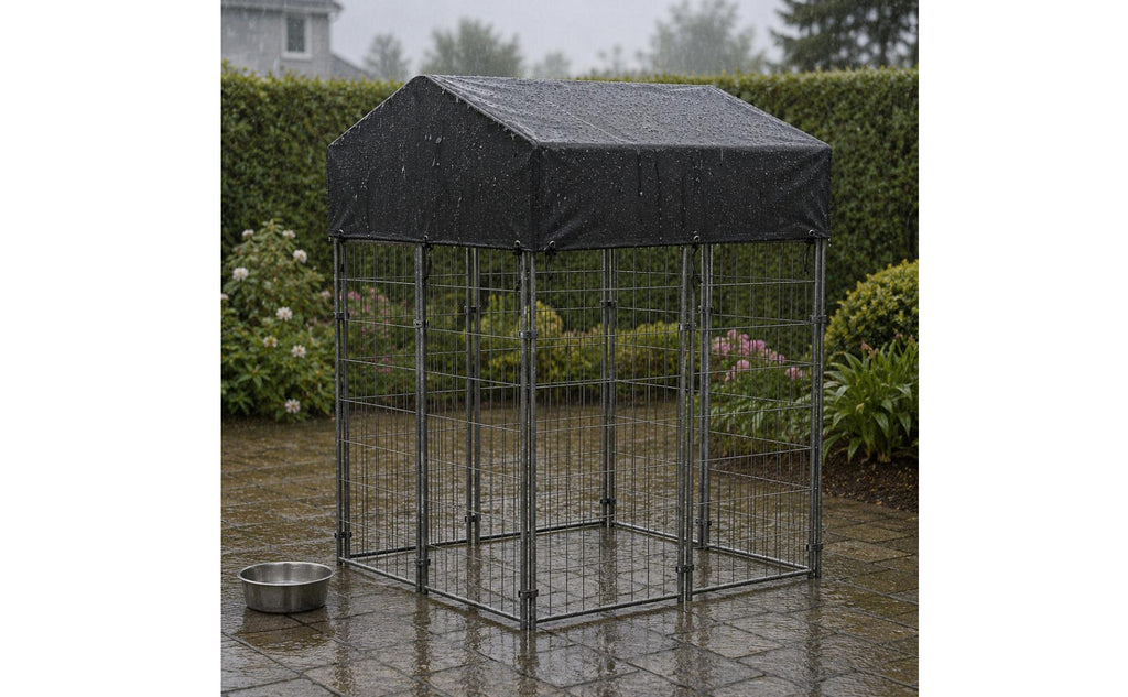 Wire Canine Enclosure Kennel Heavy Duty Roofed Dog Reliable Fastener Latch