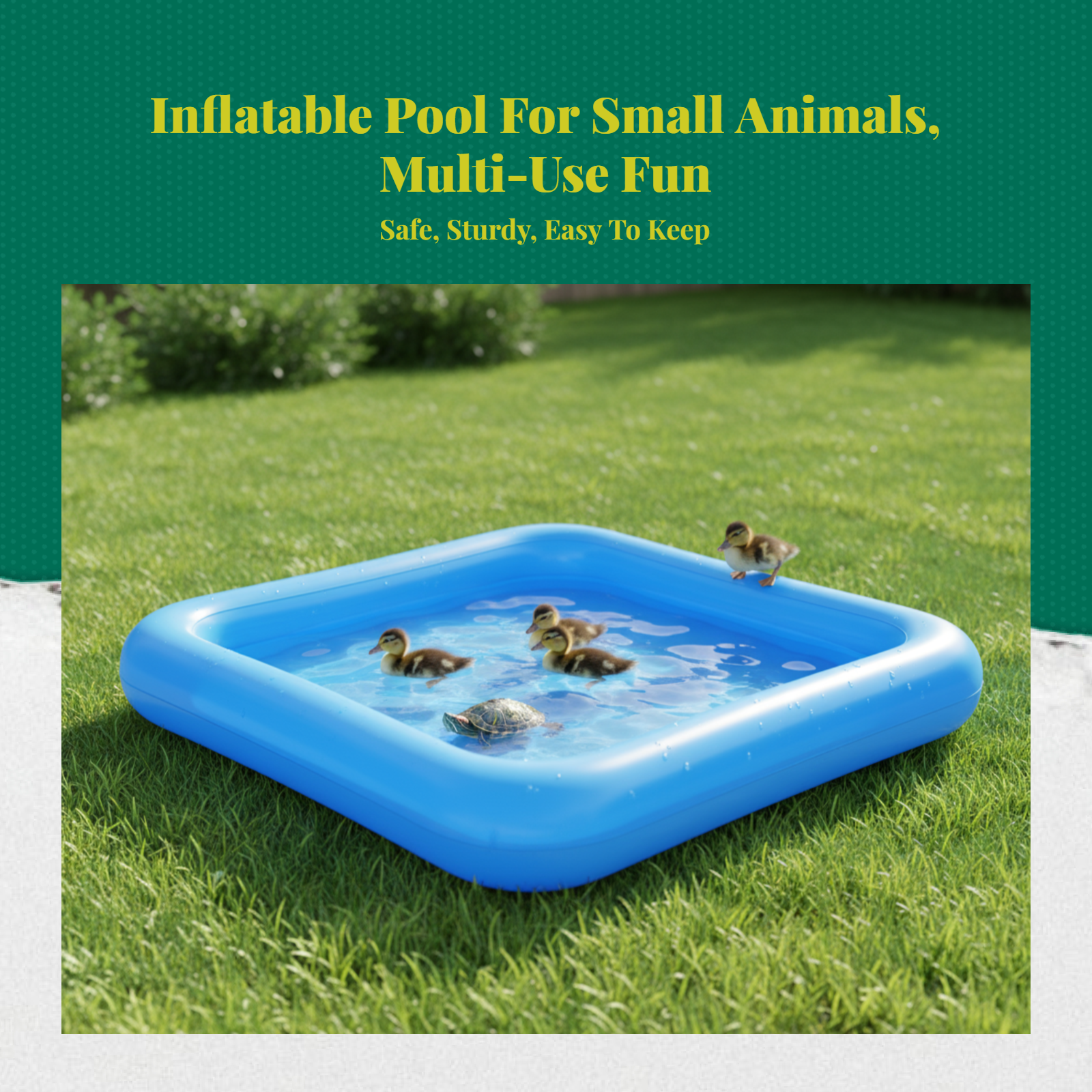 Leak-Resistant Animal Pool, Easy Clean, Portable Bowl