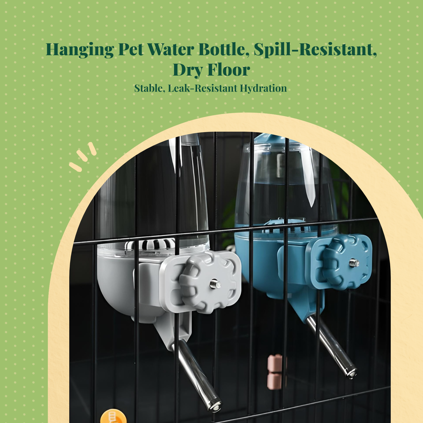 Dog Water Dispenser, Hanging Automatic Pet Water Bottle, Leak-resistant Rolling sphere Spout, Enclosure Hydration