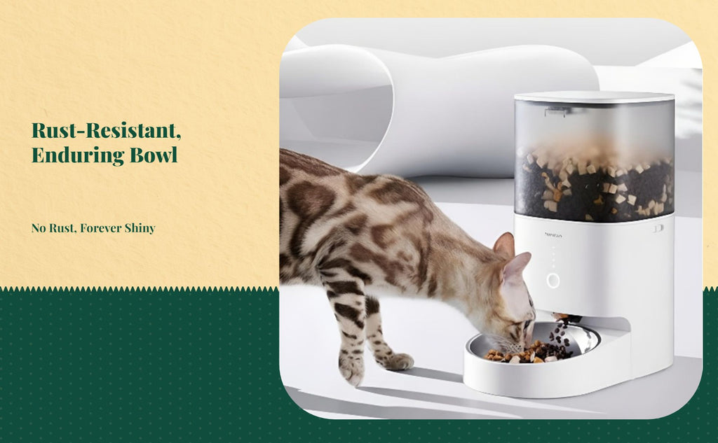 Automatic Pet Feeder Bowl, Stainless Steel, Portion Control, Programmable Cat Dog Food Dispenser