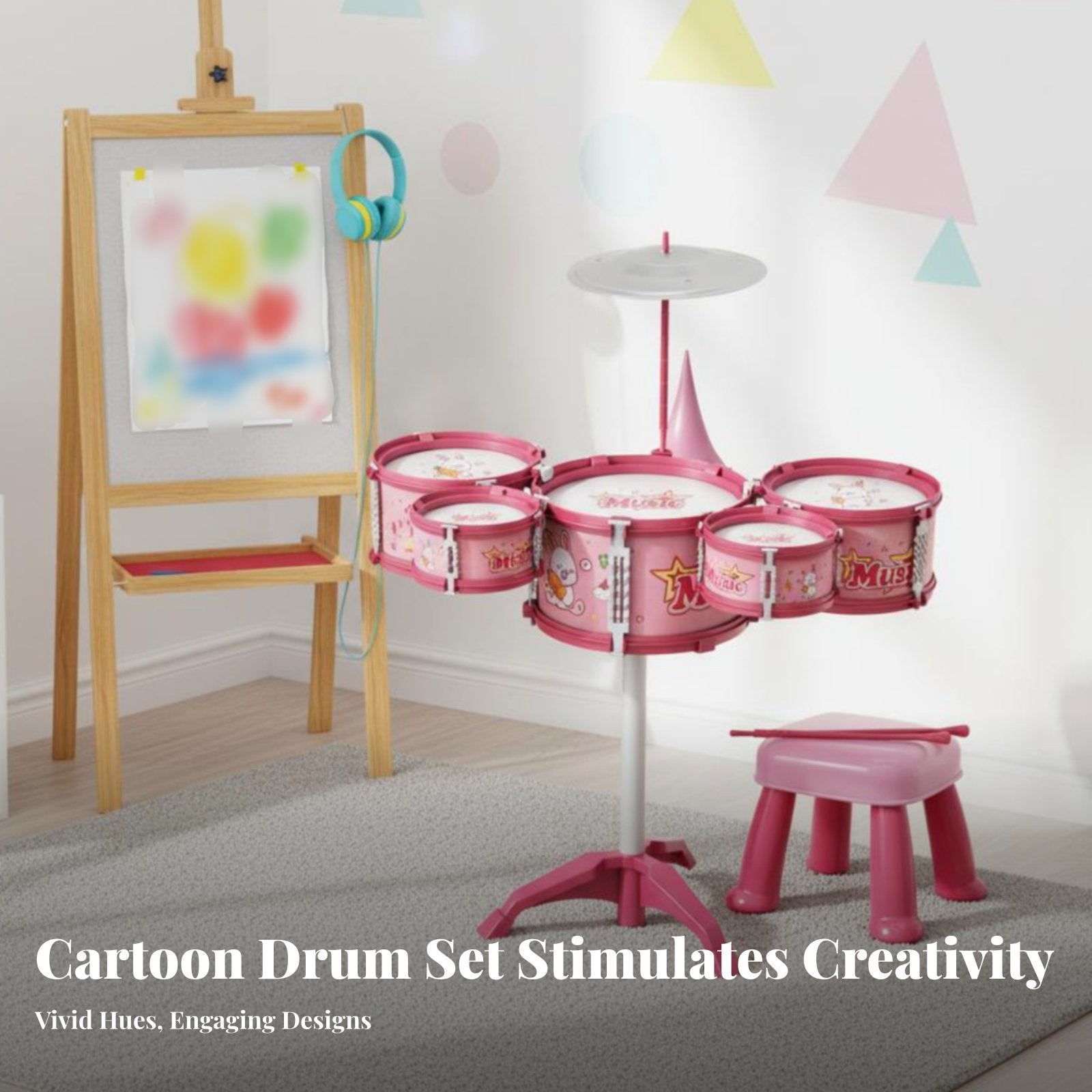 Kids Drum Set Great Gift Toddler Jazz Drum Kit Easy Assembly for Playtime, Boys
