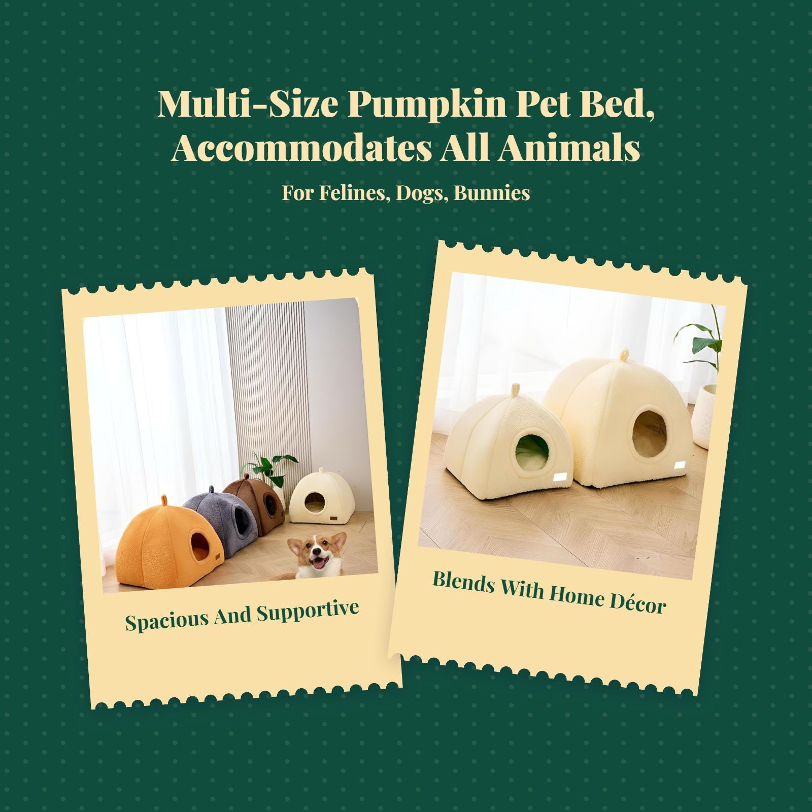 Pumpkin Cat Bed, Enclosed Calming Den for Small Pets