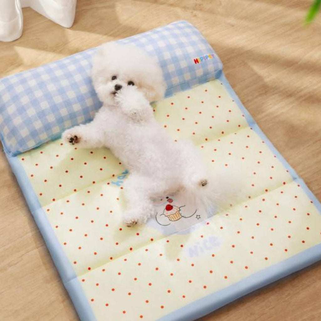 Foldable Pet Mat with Pillow Easy to Clean Waterproof Dog Sleeping Pad for Dogs