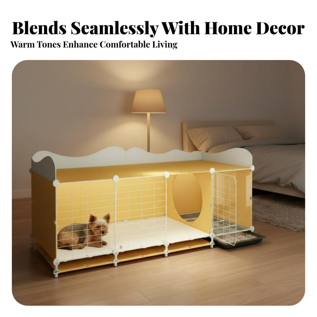Small Dog Kennel with Toilet Luxury Villa Design Pet Crate Paw-Friendly Grid