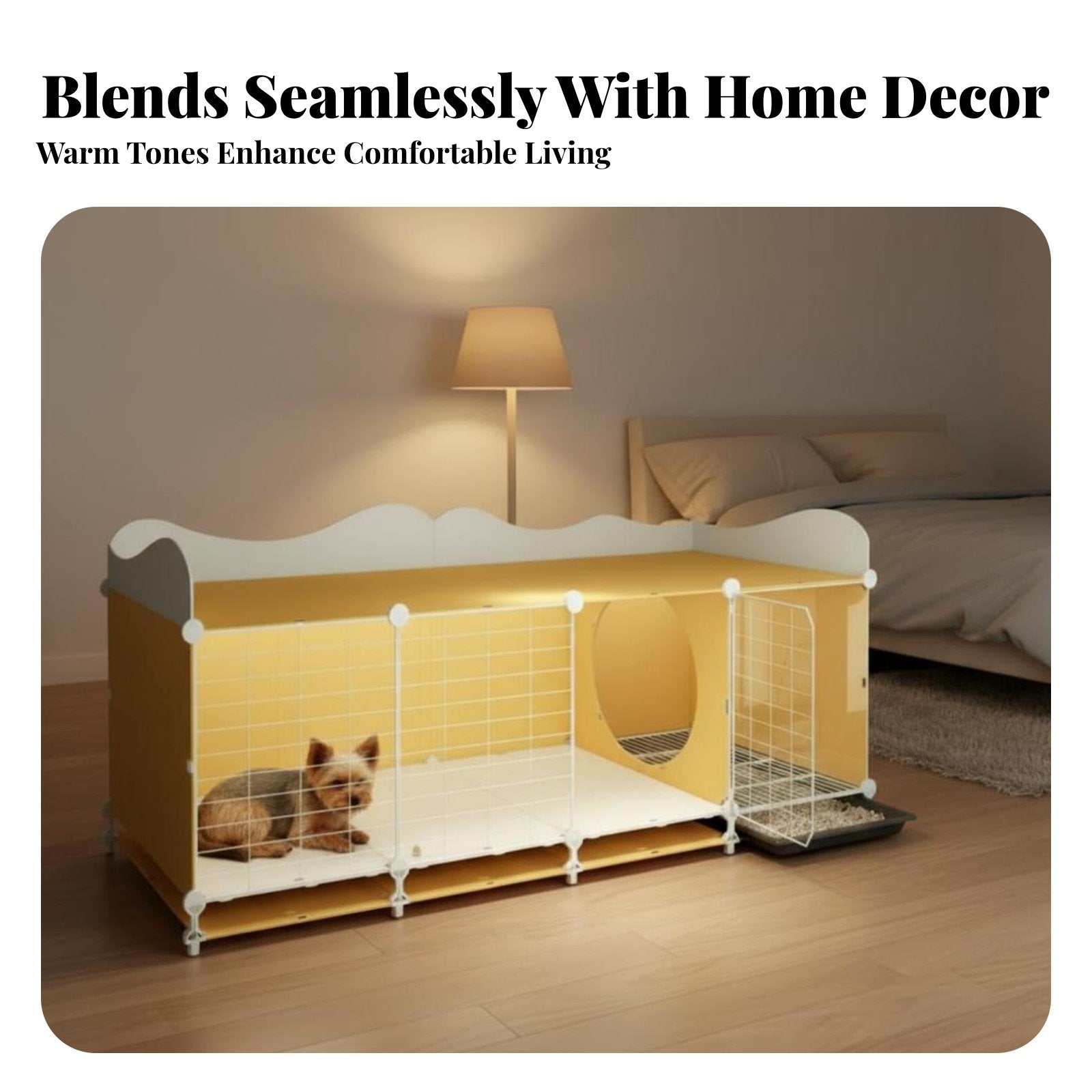 Small Dog Kennel with Toilet Luxury Villa Design Pet Crate Paw-Friendly Grid