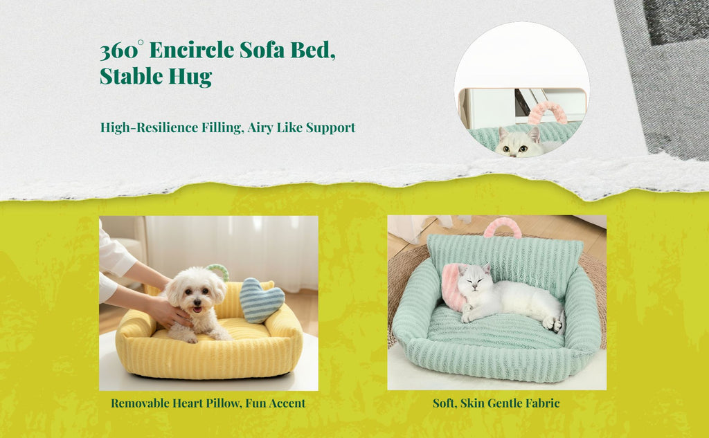Cat Bed, Soft Washable Pet Sofa Mat, Non-Slip, All-Season