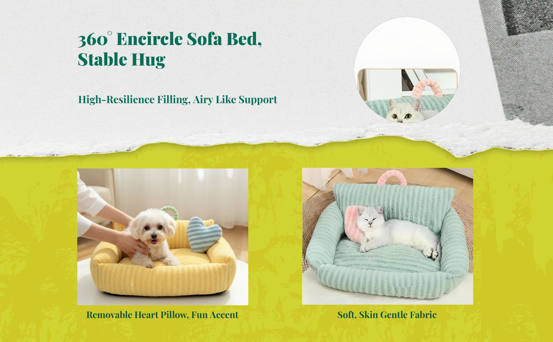 Cat Bed, Soft Washable Pet Sofa Mat, Non-Slip, All-Season
