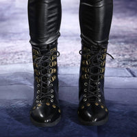 Black Short Doll Boots Handmade Doll Boots Metal Eyelets