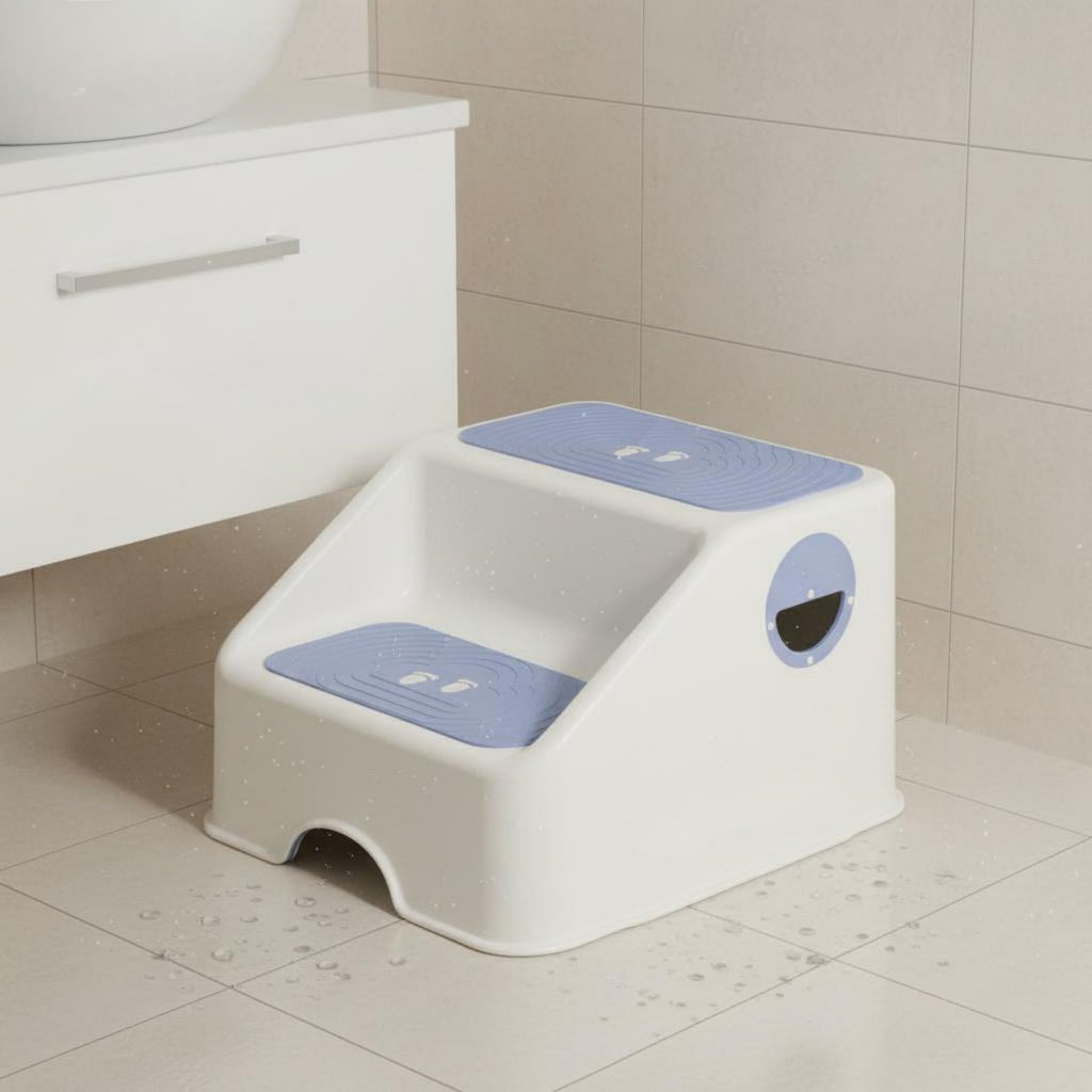 Toddler Bathroom Stool Anti-Tip Design Kids' 2-Step Stool Two-Tier Height