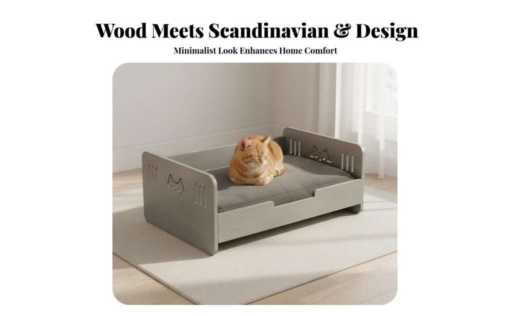 Princess Design Elevated Wooden Pet Bed Luxury & design Elevated Pet Sofa Sturdy Construction Dog Couch cleanable pad for Cat Owners, Indoors, Living Room, Bedroom
