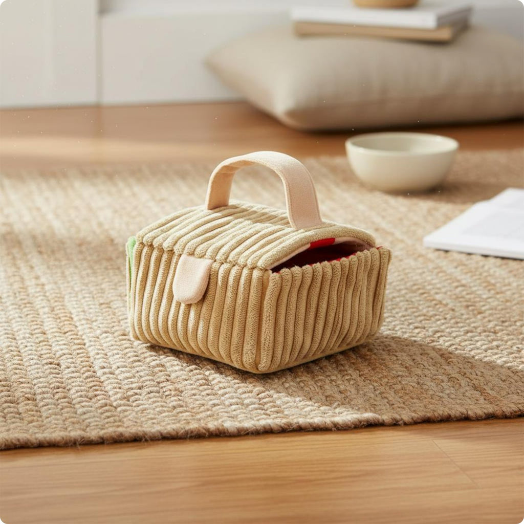 Picnic Basket Dog Toy Set Interactive Croissant Soft Dog Toy for Dogs