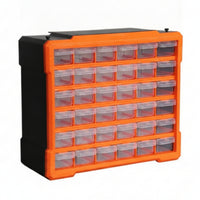 36 Drawer Cabinet Transparent Drawers Small Parts Organizer Orange Frame
