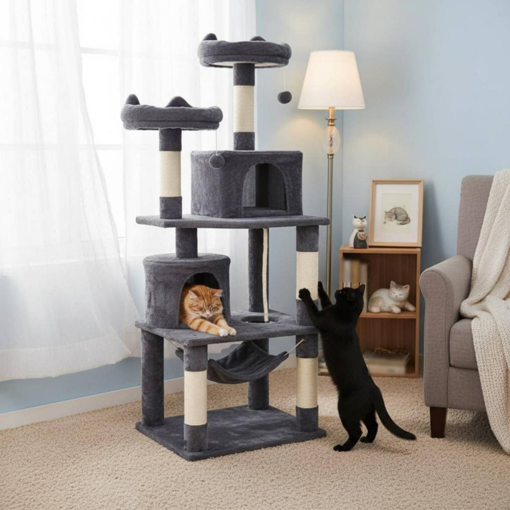 Cat Activity Center Hammock Bed Feline Retreat Elevated Cozy Soft Cover Animal Furniture for Home