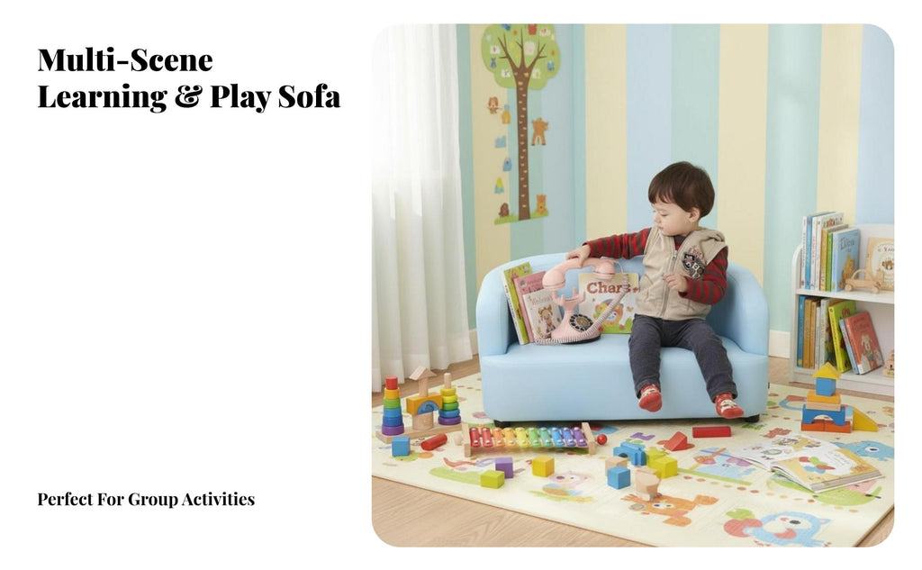 Miniature Upholstered Sofa Soft and Comfortable Upholstered Toddler Lounger Safety Certified snug for Playroom, Nursery, Bedroom