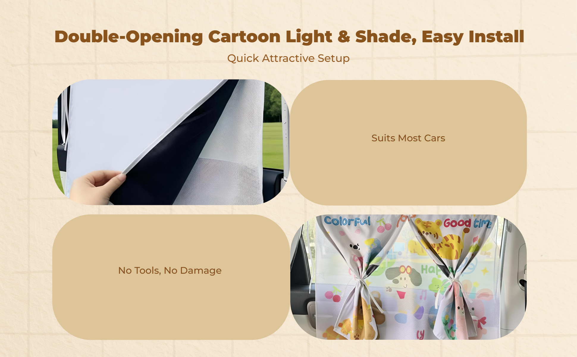 Car sun & cover screen, Solar Protector, magnetized Attachment, Privacy, Universal Fit, Side pane sun shield for infant, Kids, animals