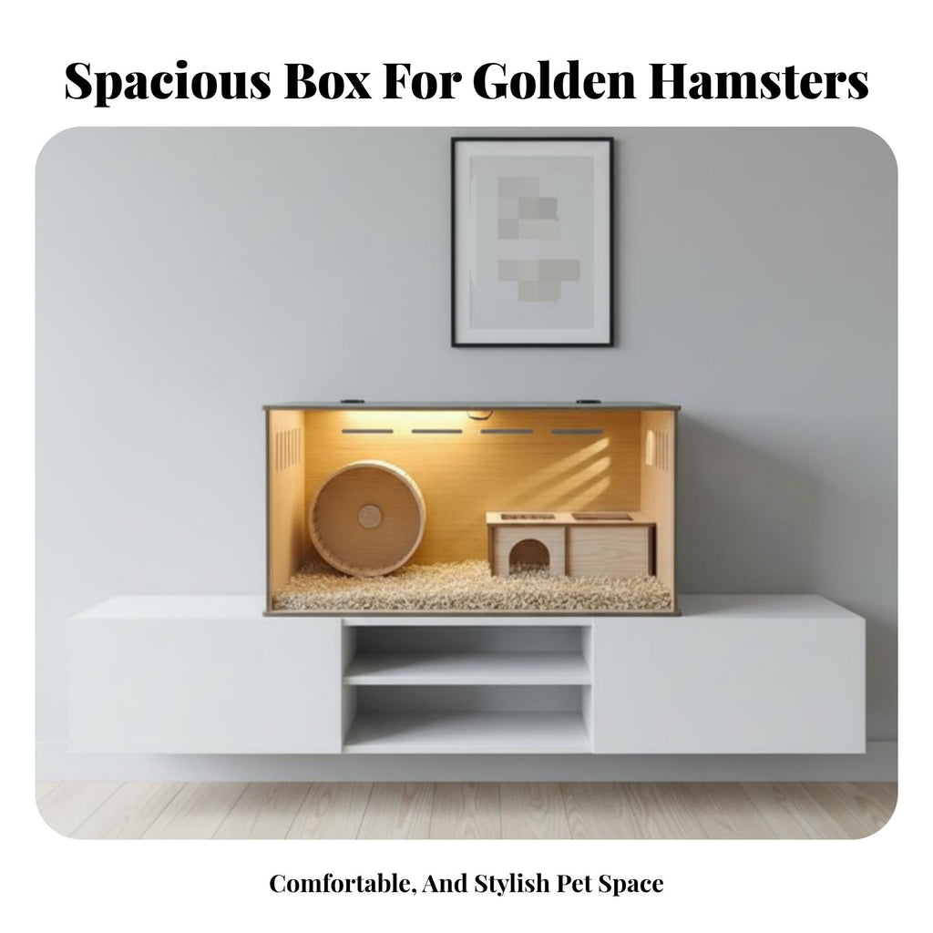 Syrian Hamster Villa Sturdy and Long-Lasting Wooden Hamster Enclosure Well