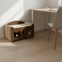 Feline Scratcher Bed Wood-Grain Feline Bed Scratcher Hanging Toy