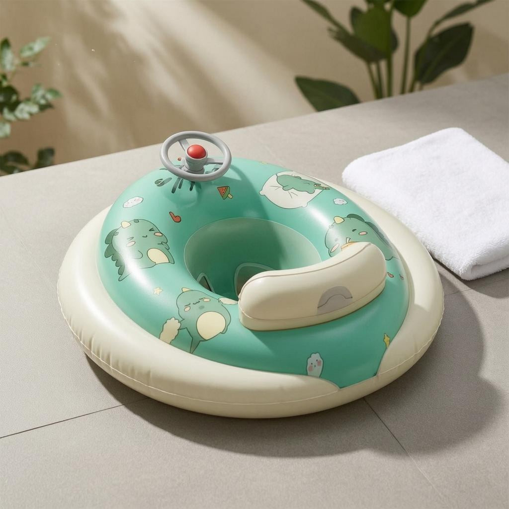 Inflatable Baby Seat Ring Press-to-Inflate-Inflate Dinosaur Baby Buoyancy Aid