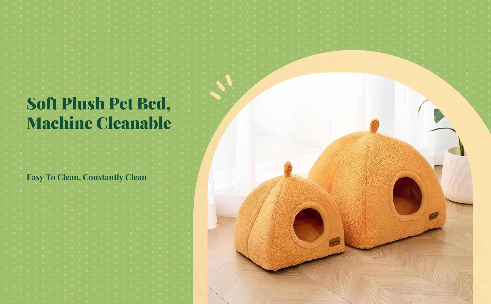 Pumpkin Cat Bed, Enclosed Calming Den for Small Pets